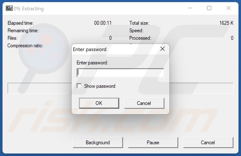 Self-Extracting Archive (SFX) malware password-protected SFX generated using 7zip 