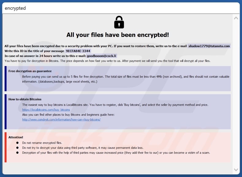 BOOM (Phobos) ransomware ransom note (info.hta)