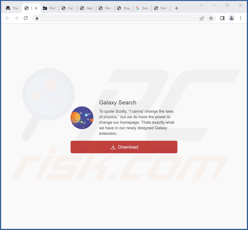 Website used to promote Galaxy Search browser hijacker