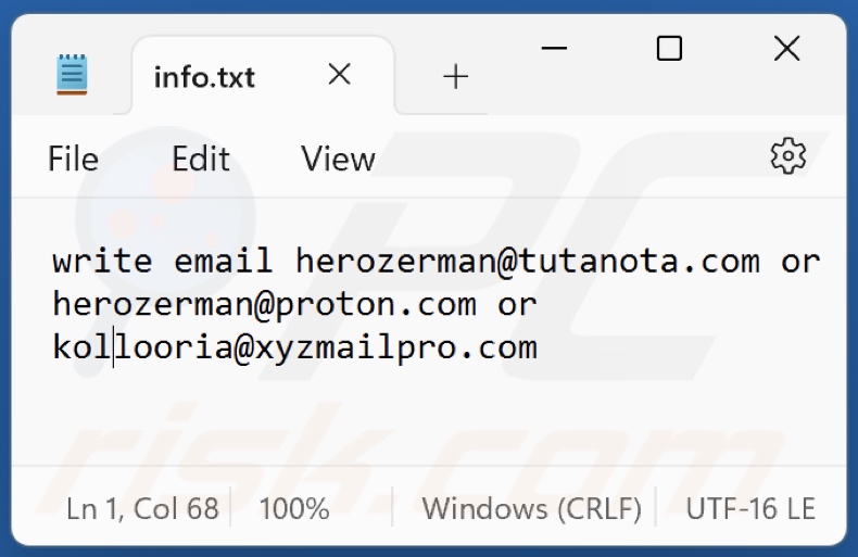 H3r ransomware text file (info.txt)