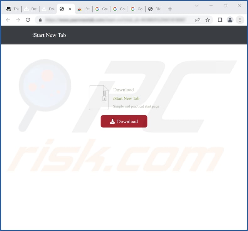 Site Web utilisé pour promouvoir iStart New Tab browser hijacker