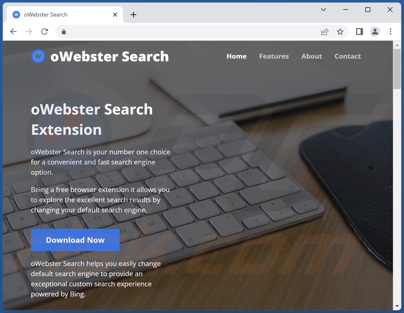 Website used to promote oWebster Search browser hijacker