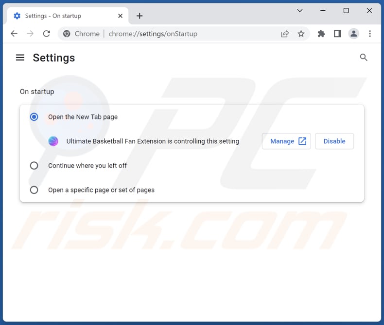 Supprimer search.basketball-fan.com de la page d'accueil de Google Chrome
