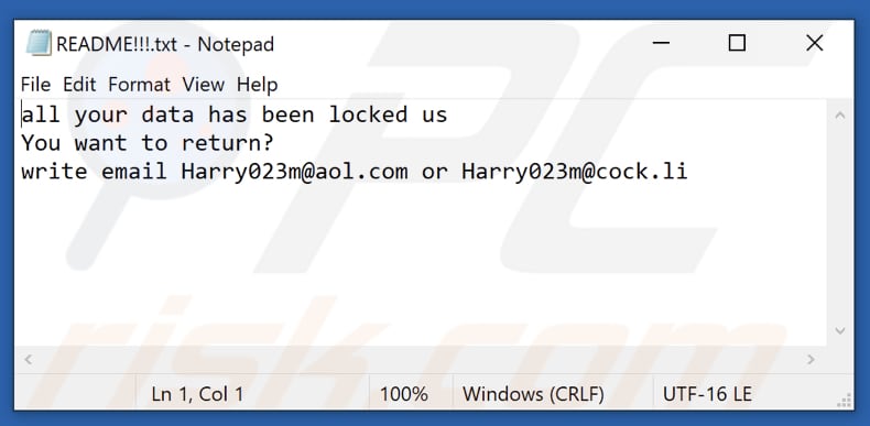NBR ransomware text file (README!!!.txt)