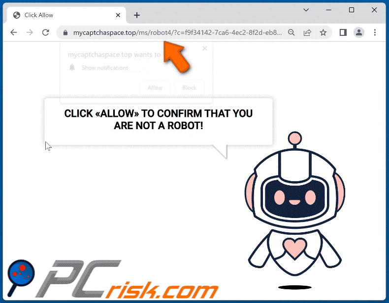 mycaptchaspace[.]top apparence du site Web (GIF)