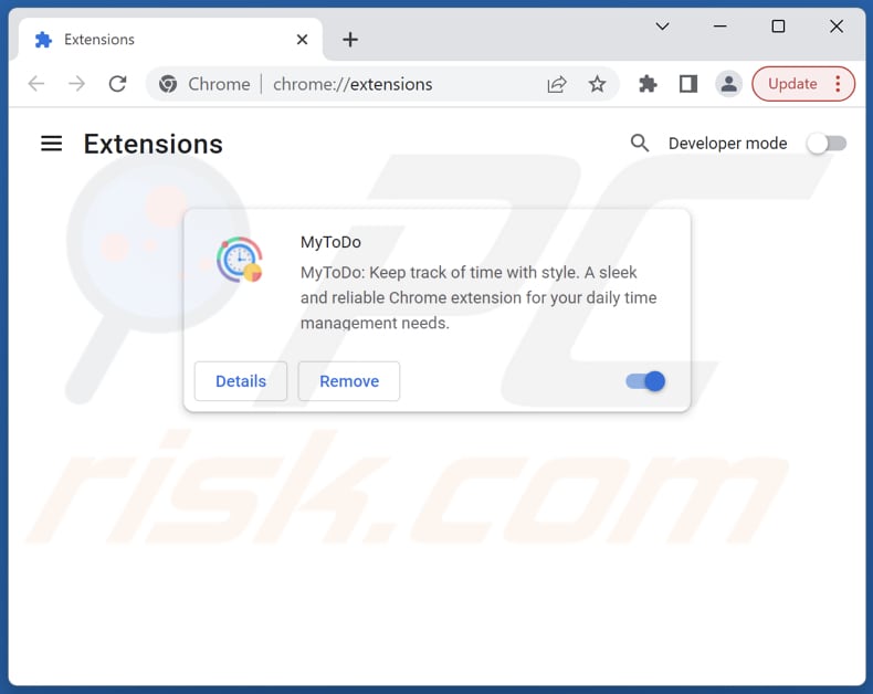 Removing mylistodo.com related Google Chrome extensions