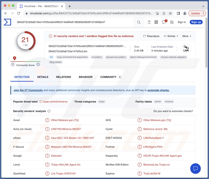 NokNok malware détections sur VrusTotal