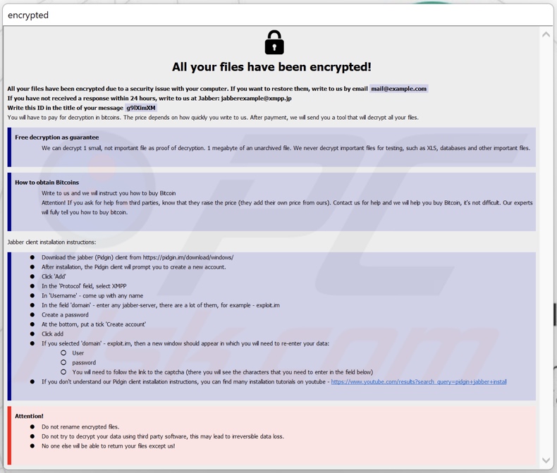 SophosEncrypt ransomware note de rançon (information.hta)