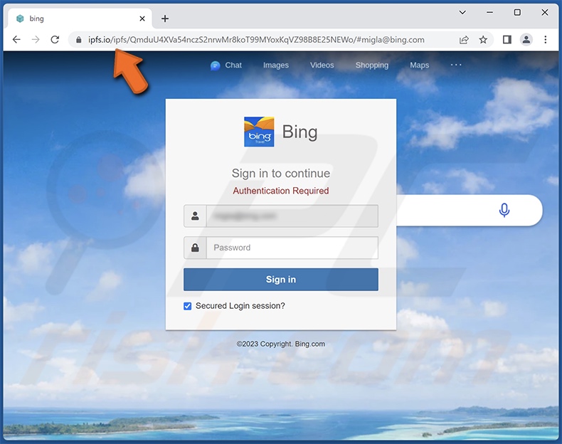 hameçonnage promu par la campagne de spam Two-Factor Verification
