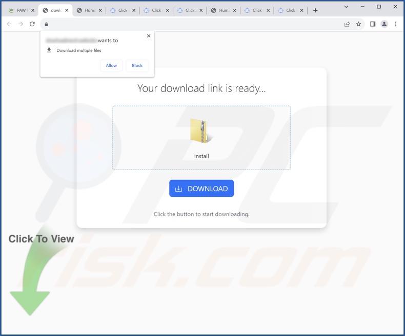 Deceptive website promoting AdBlock adware
