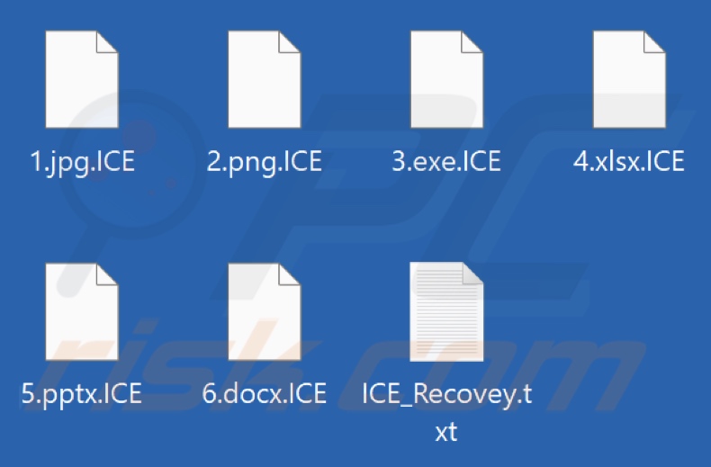 Files encrypted by BLACK ICE ransomware (.ICE extension)