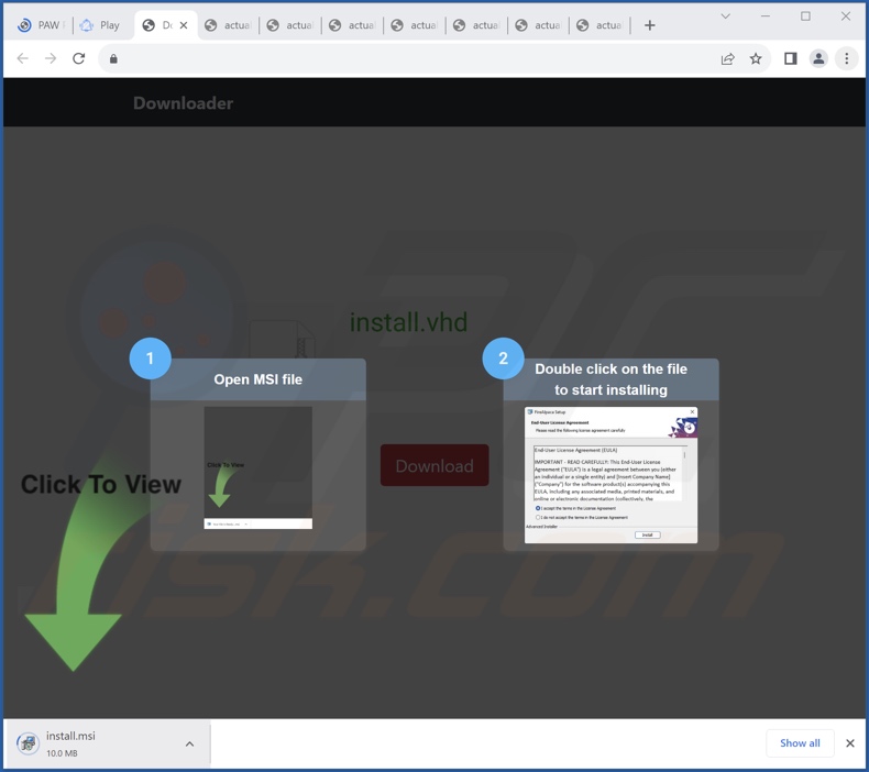Website promoting Designer adware