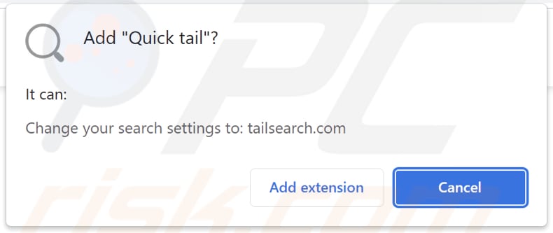 Quick tail browser hijacker asking for permissions