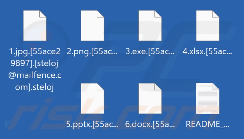 Fichiers cryptés par le ransomware Steloj (extension .steloj)