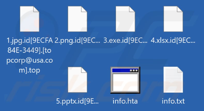 Files encrypted by Top ransomware (.top extension)