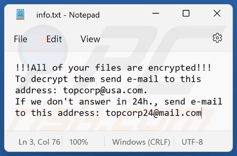 Top ransomware text file (info.txt)