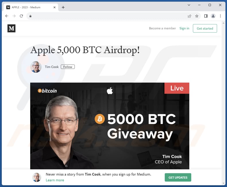 Apple Crypto Giveaway scam