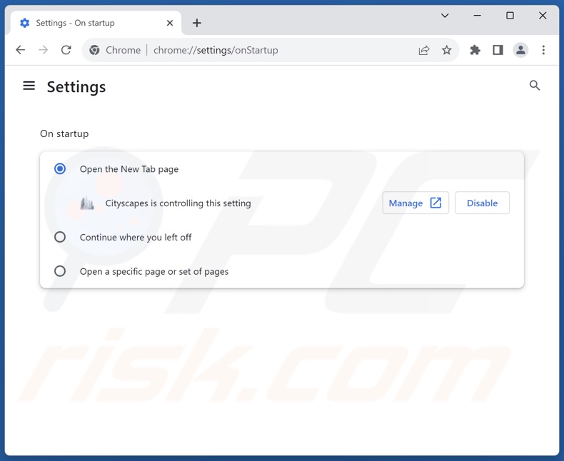Suppression de schcm.com de la page d'accueil de Google Chrome