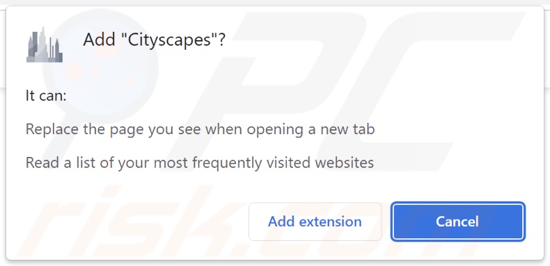 Permissions demandées par le pirate de navigateur Cityscapes