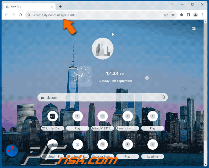 Cityscapes browser hijacker redirection vers Bing (GIF)