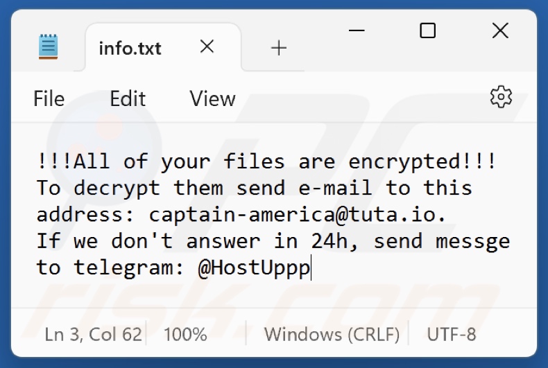 Deep (Phobos) ransomware fichier texte (info.txt)