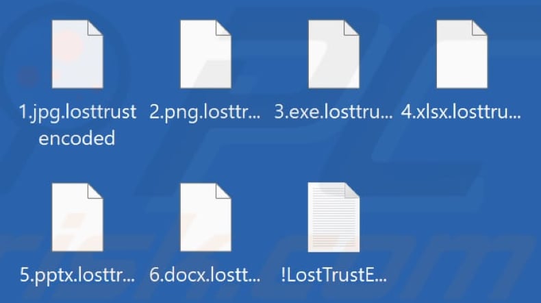 Fichiers cryptés par le ransomware LostTrust (extension .losttrustencoded)