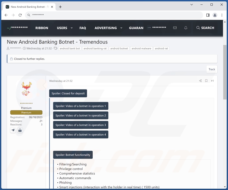 Tremendous malware promu sur le Web