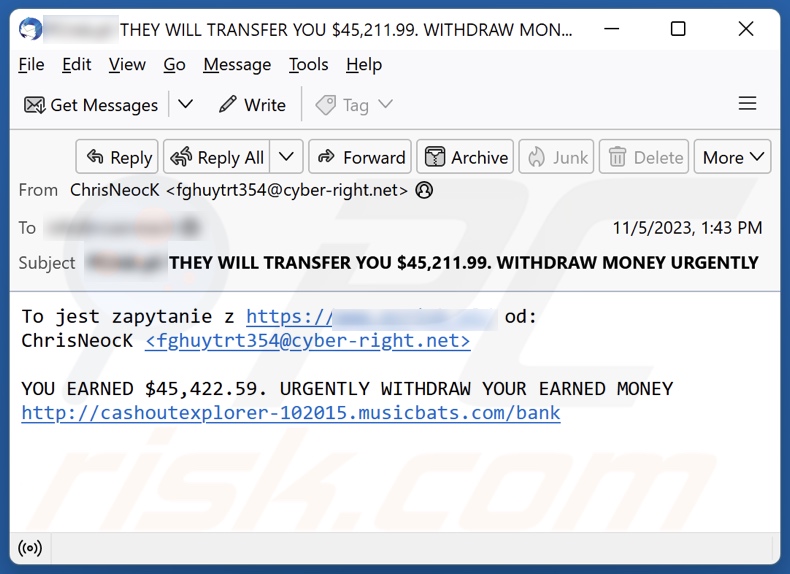 Bitcoin Mining scam promoting spam email 3