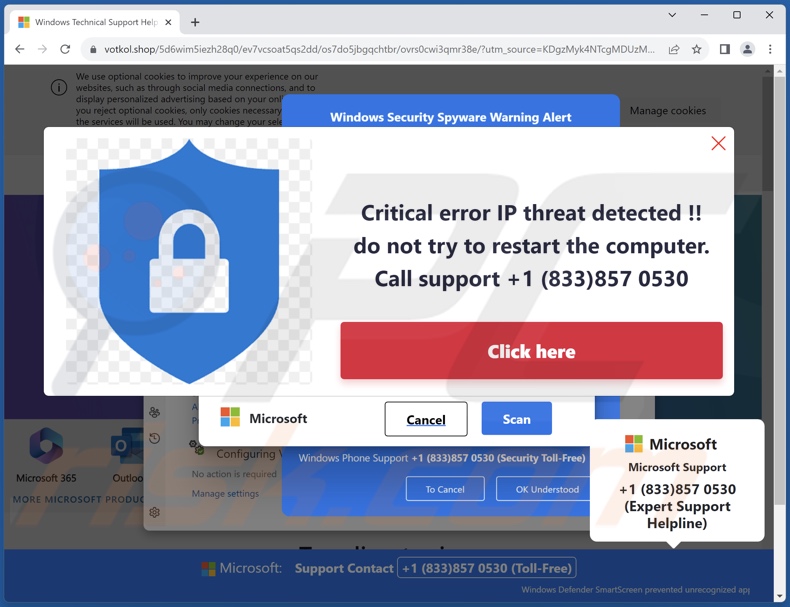 Critical Error IP Threat Detected arnaque