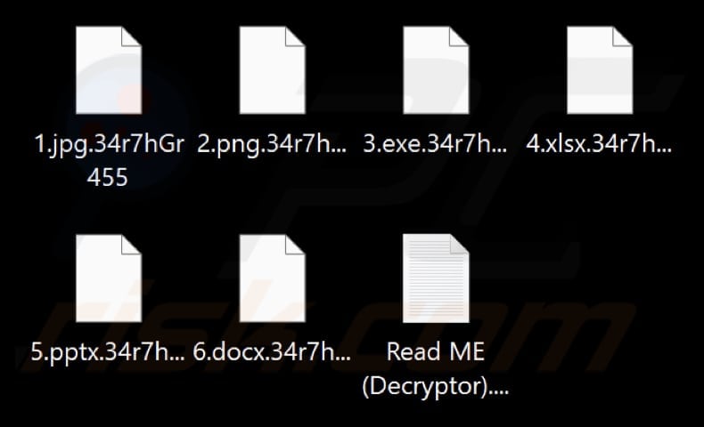 Fichiers cryptés par le ransomware EARTH GRASS (extension .34r7hGr455)