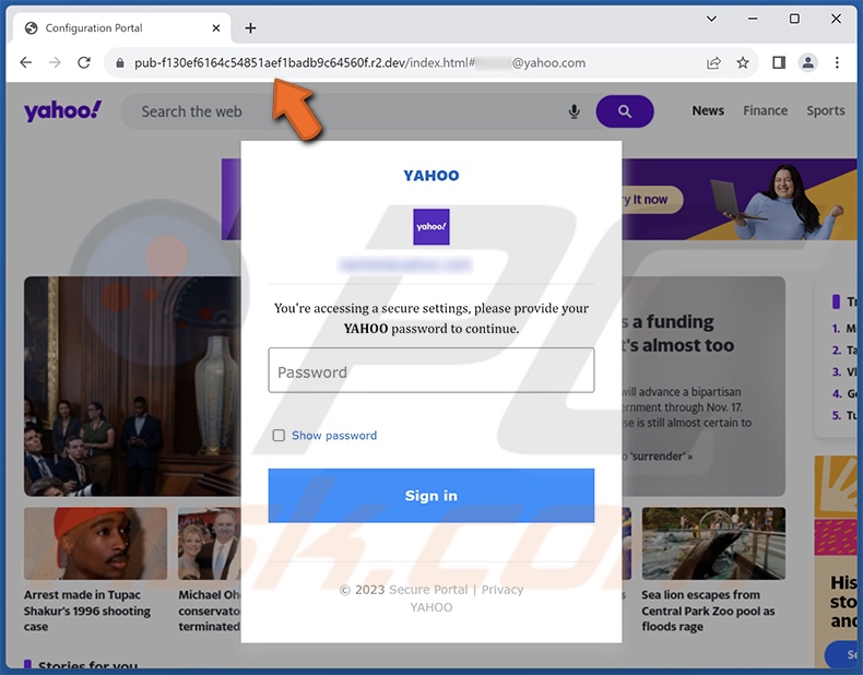 Site web d'hameçonnage promu par la spam Expiry Notice