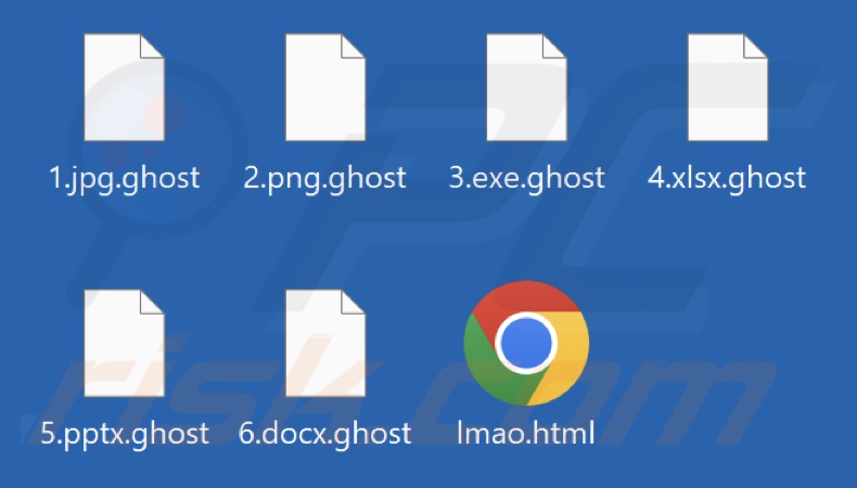 Fichiers cryptés par le ransomware GhostLocker (extension .ghost)