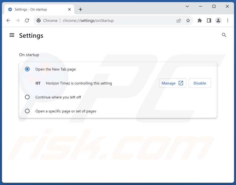Suppression de psrcfornow.com de la page d'accueil de Google Chrome