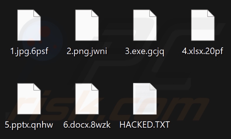 Fichiers cryptés par le ransomware Mad Cat (extension comprenant quatre caractères aléatoires)