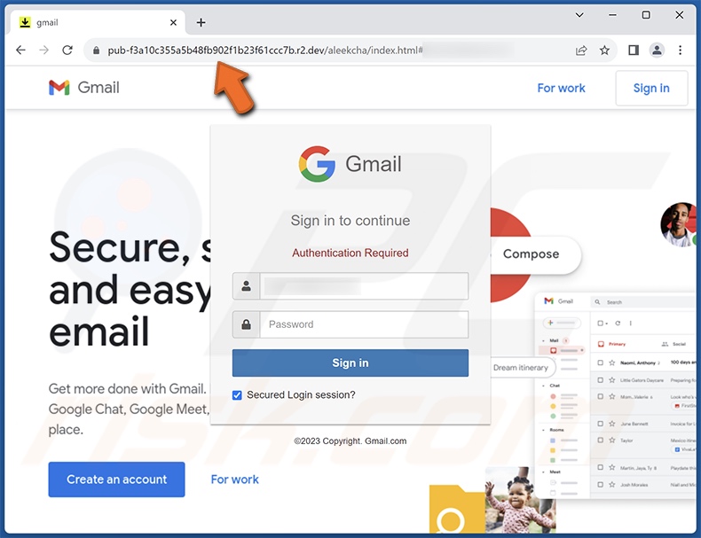 Security Information site de phishing promu par courrier électronique frauduleux