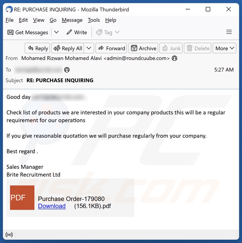 We Are Interested In Your Company Products Campagne de spam par courrier électronique