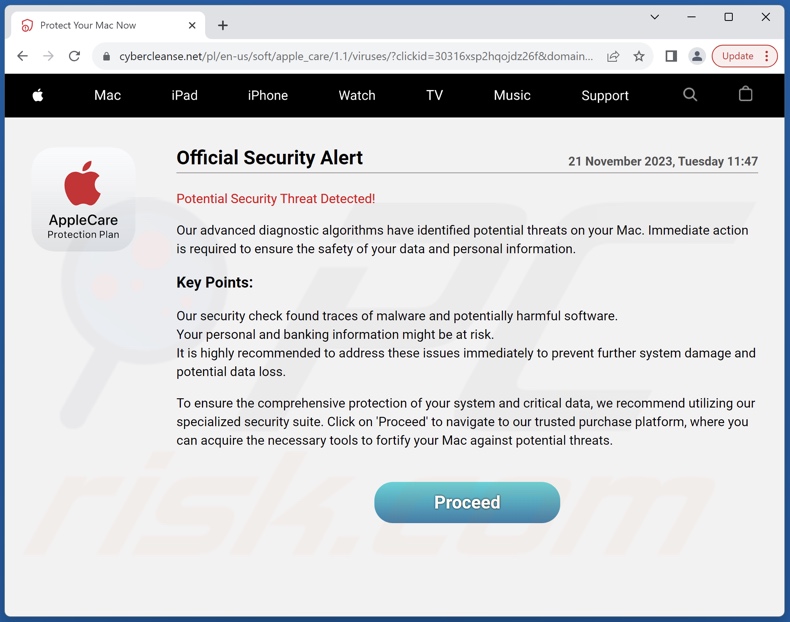 AppleCare - Official Security Alert scam