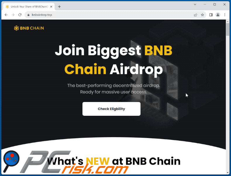 Appearance of BNB Chain Airdrop scam (GIF)