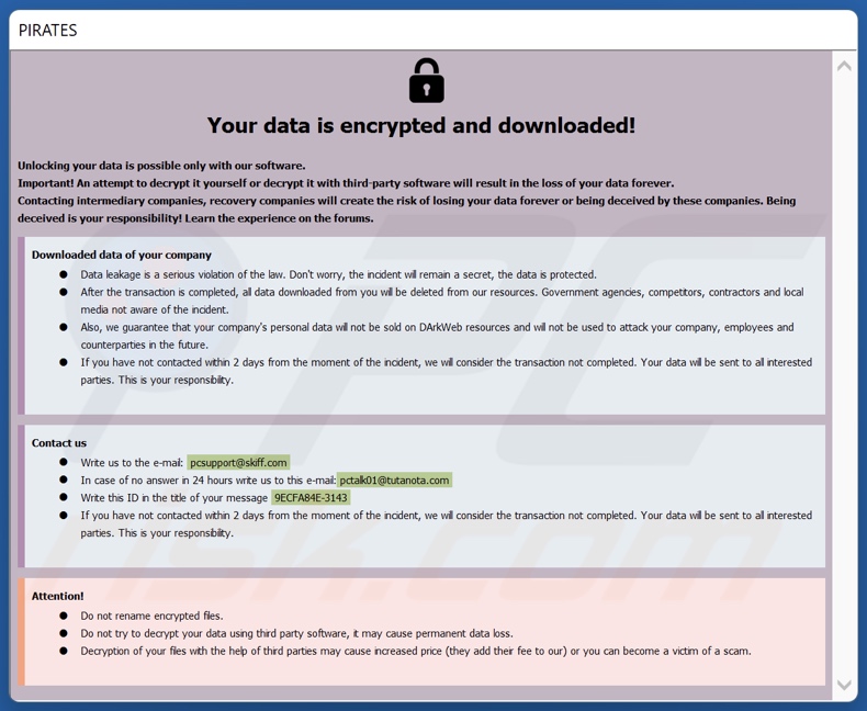 LEAKDB ransomware note de rançon (info.hta)