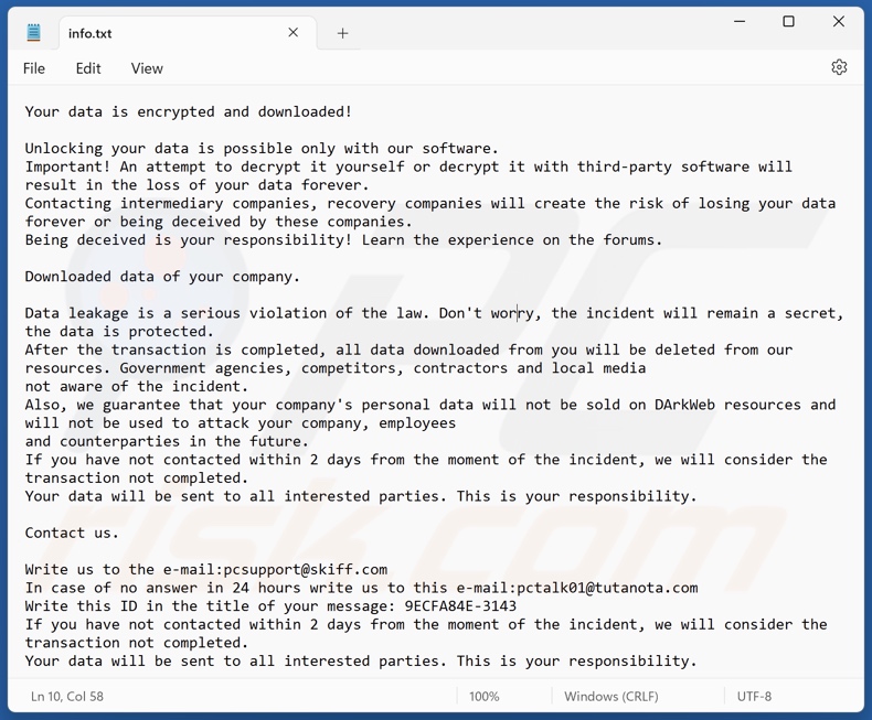 LEAKDB ransomware fichier texte (info.txt)