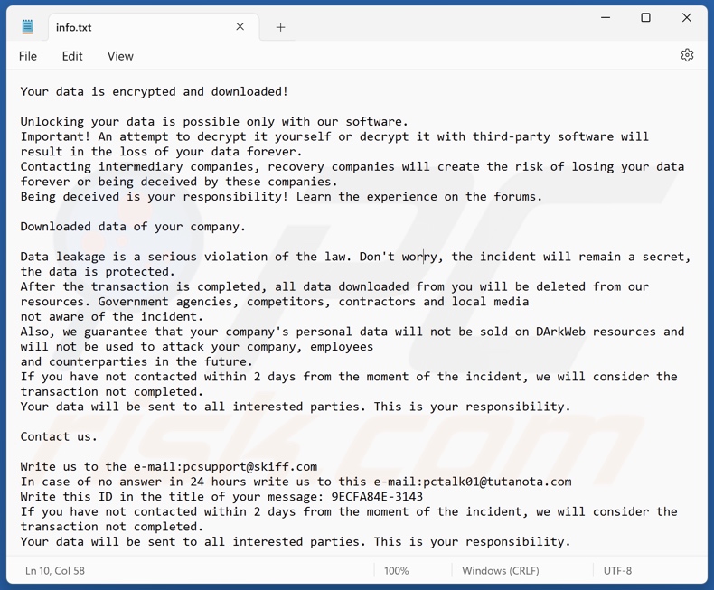 LEAKDB ransomware fichier texte (info.txt)