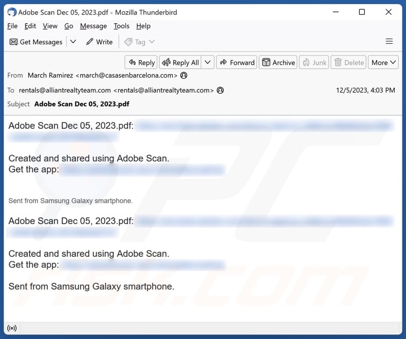 Adobe Scan email spam campaigne