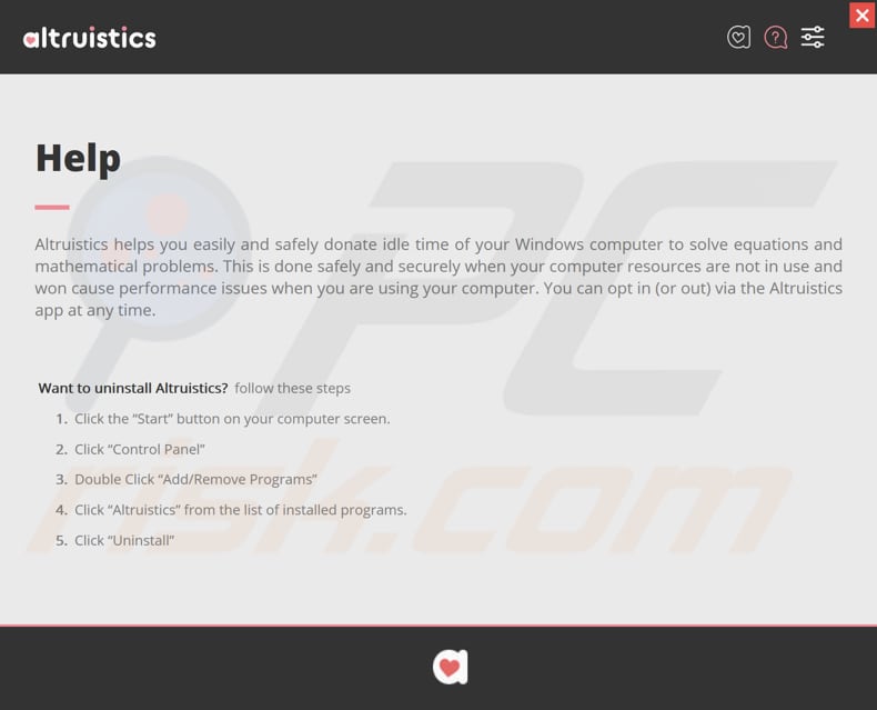 Description de l'application Altruistics