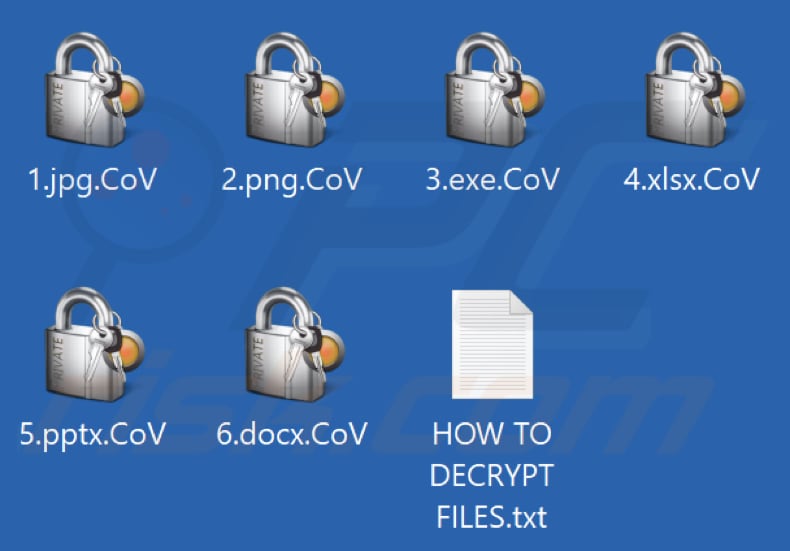 Fichiers cryptés par le rançongiciel CoV (extension .CoV)