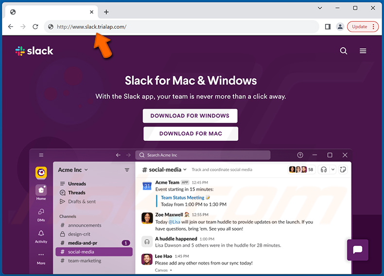 Fake Slack site de téléchargement FakeBat malware et Atomic Stealer