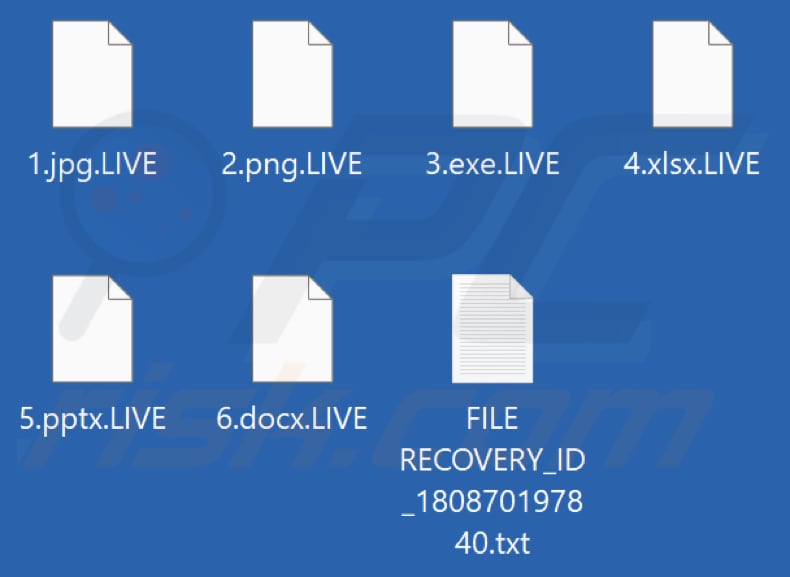 Fichiers cryptés par le ransomware LIVE TEAM (extension .LIVE)
