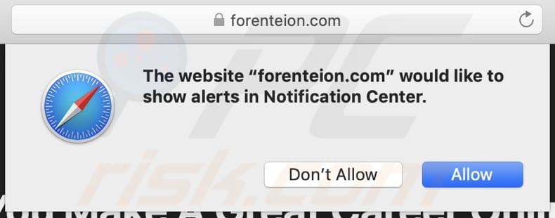 MacOS Is Infected - Virus Found Notification Scam site Web demandant l'autorisation d'envoyer des notifications sur Safari