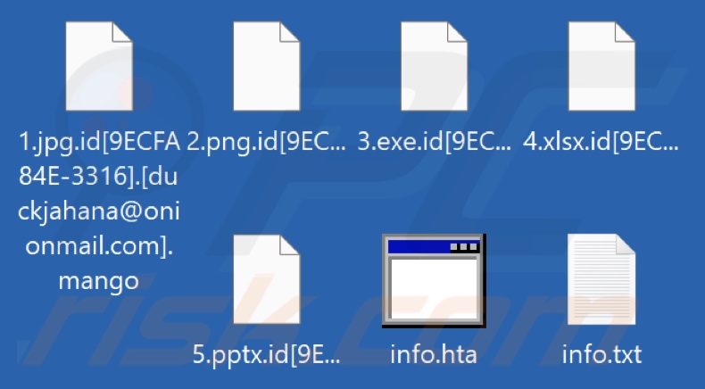 Fichiers cryptés par le ransomware Mango (extension .mango)