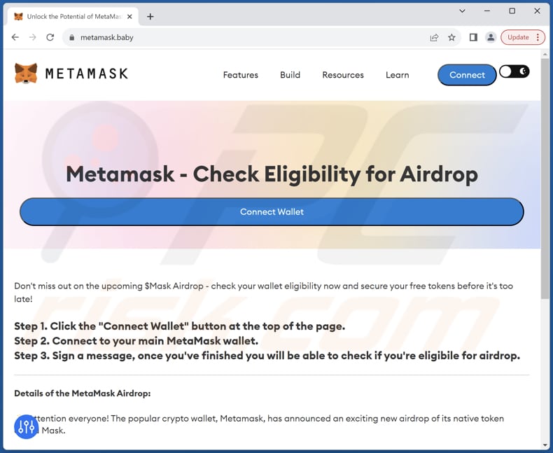 Escroquerie Metamask Airdrop