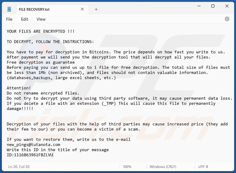 fichier texte de Pings (FILE RECOVERY.txt)